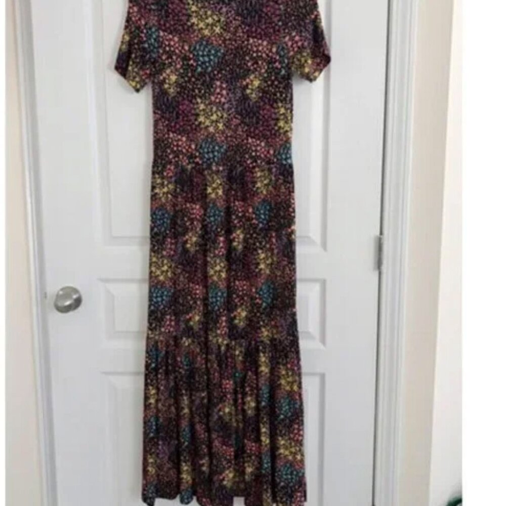 Saint+Sofia Dress Maxi Floral Jersey Black Multi